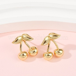 Cherry Brass Stud Earrings&nbsp;EJEW-F895-19G