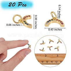20Pcs Brass Micro Pave Colorful Cubic Zirconia Charms&nbsp;KK-SZ0004-71