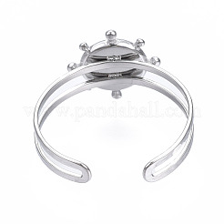 Non-Tarnish 304 Stainless Steel Open Cuff Finger Ring Cabochon Settings&nbsp;STAS-T060-10P
