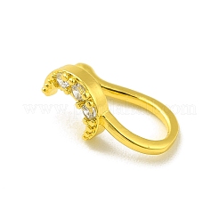 Clear Cubic Zirconia Moon Clip on Nose Rings&nbsp;AJEW-F059-13G