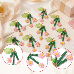 10Pcs Glass Seed Beaded Flower Pendants&nbsp;PALLOY-SZ00069
