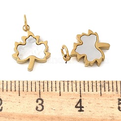 Maple Leaf Ion Plating(IP) 304 Stainless Steel with Shell Charms&nbsp;STAS-Q345-10G