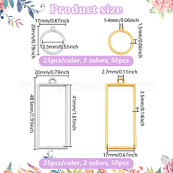 100Pcs 4 Style Alloy Open Back Bezel Rectangle & Ring Pendants&nbsp;FIND-GA0006-70
