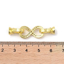 Rack Plating Brass Micro Pave Cubic Zirconia Fold Over Clasps&nbsp;KK-K377-12G