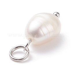 Grade B Natural Cultured Freshwater Pearl Charms&nbsp;PALLOY-JF01497-02