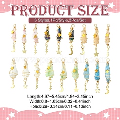 3Pcs 3 Styles Electroplated Natural Quartz Crystal Big Pendants&nbsp;PALLOY-YW00079-01