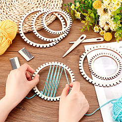 Gear Shape Wooden Cicular Weaving Loom Sets&nbsp;WOOD-WH0029-09