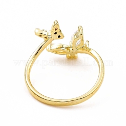Clear Cubic Zirconia Butterfly Open Cuff Ring&nbsp;X-RJEW-B028-26G