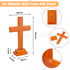 Pine Wood Cross Display Decorations&nbsp;AJEW-WH0083-30B
