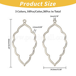 30Pcs 3 Colors Alloy Open Back Bezel Big Pendants&nbsp;FIND-CA0008-43