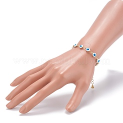 Brass Enamel Evil Eye Link Bracelets&nbsp;BJEW-JB06179