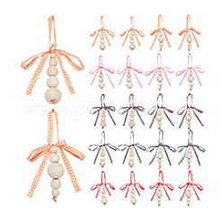 30Pcs 10 Styles Wooden Beaded Pendant Decorations&nbsp;HJEW-AB00736
