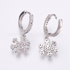 Brass Micro Pave Cubic Zirconia Dangle Hoop Earrings&nbsp;EJEW-F172-F03-P