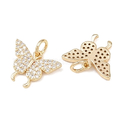 Butterfly Brass Micro Pave Clear Cubic Zirconia Pendants&nbsp;KK-C142-01LG