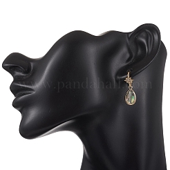 Brass Micro Pave Clear Cubic Zirconia Dangle Earrings&nbsp;EJEW-JE06947