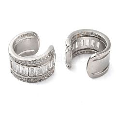 Brass Micro Pave Clear Cubic Zirconia Cuff Earrings for Women&nbsp;EJEW-B057-04P