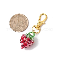 Glass Seed Beaded Strawberry Pendant Decoration&nbsp;HJEW-MZ00160-04