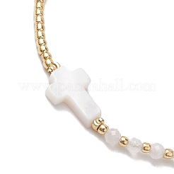 3mm Round Faceted Natural Rainbow Moonstone & Seed Beads Braided Bead Bracelets&nbsp;BJEW-JB10594-04