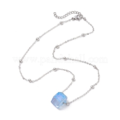Electroplated Raw Natural Quartz Pendant Necklaces&nbsp;NJEW-JN04967