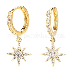 Brass Micro Pave Clear Cubic Zirconia Huggie Hoop Earrings&nbsp;EJEW-JE04380-01