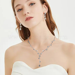 1 Set Crystal Rhinestone Lariat Necklace & Link Chain Bracelet & Dangle Stud Earrings&nbsp;SJEW-AN0001-04