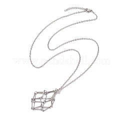 3 Pcs 201 Stainless Steel Crystal Stone Cage Pendant Necklaces&nbsp;NJEW-JN04749