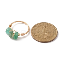 Natural Mixed Gemstone Chips Beaded Finger Rings&nbsp;RJEW-JR00582