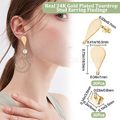 30Pcs 201 Stainless Steel Stud Earring Findings&nbsp;STAS-BBC0001-69