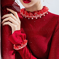 Double Layer Pleated Polyester Lace Trim&nbsp;OCOR-WH0079-37