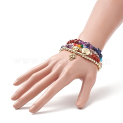4Pcs 4 Style Natural Mixed Gemstone Beaded Stretch Bracelets Set&nbsp;BJEW-JB09222