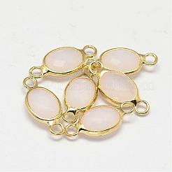 Oval Faceted Golden Brass Glass Links connectors&nbsp;GLAA-O014-G