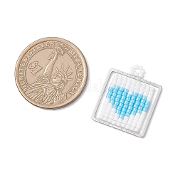Handmade Glass Seed Beaded Square with Heart Shape Pendants&nbsp;PALLOY-MZ00928-05