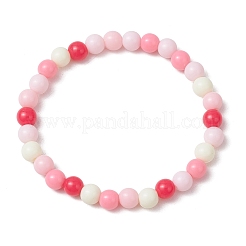 Opaque Acrylic Round Beaded Stretch Bracelets for Kid&nbsp;BJEW-JB11651