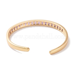Rectangle Brass Pave Glass Open Cuff Bangles for Women&nbsp;BJEW-Z061-04G