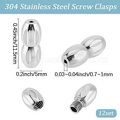12Sets 304 Stainless Steel Screw Clasps&nbsp;STAS-BBC0009-43