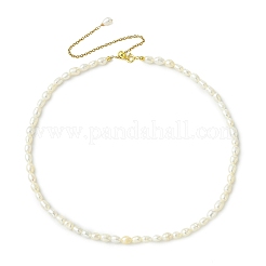 Adjustable Natural Cultured Freshwater Pearl Rice Beaded Necklaces for Women&nbsp;NJEW-JN06341