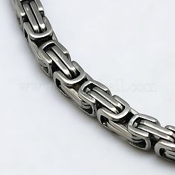 Tarnish Resistant Men's Boys Byzantine Chain Necklaces Fashionable 201 Stainless Steel Necklaces&nbsp;NJEW-I008-28B