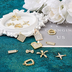 18Pcs 9 Style Alloy Crystal Rhinestone Pendants&nbsp;FIND-SW0001-30
