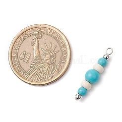 Dyed Synthetic Turquoise Round Rondelle Beaded Pendants&nbsp;PALLOY-JF03988-02