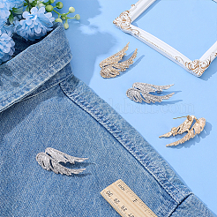 2Pcs Angel Wings Zinc Alloy Rhinestone Brooches for Backpack Clothes Wedding Party&nbsp;JEWB-WR0001-12P