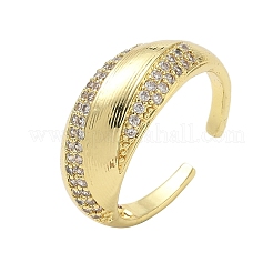 Brass Micro Pave Cubic Zirconia Cuff Open Rings&nbsp;RJEW-C163-01G