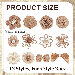 36Pcs 12 Styles Handmade Linen Ornament Accessories&nbsp;PATC-ME0001-12