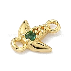 Brass Pave Cubic Zirconia Fish Connector Charms&nbsp;KK-G548-17G