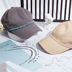 2 Sets 2 Styles Synthetic Turquoise & Plastic Imitation Pearl Beads & 304 Stainless Steel Link Baseball Cap Chain&nbsp;AJEW-GO0002-26