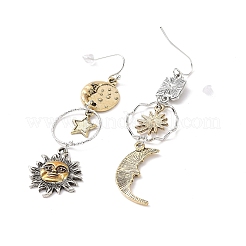 Alloy Moon & Sun & Star Asymmetrical Earrings&nbsp;EJEW-B015-03