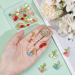 20Pcs 5 Colors Rose Butterfly Resin Pendant Decoration&nbsp;HJEW-GO00218