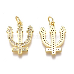 Brass Micro Pave Clear Cubic Zirconia Pendants&nbsp;ZIRC-Z008-35G
