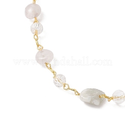 Handmade Natural Morganite Beaded Chains Earring & Necklaces Sets&nbsp;SJEW-JS01342-01