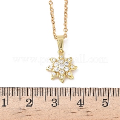 Brass Micro Pave Clear Cubic Zirconia Pendant 304 Stainless Steel Chain Necklaces for Women&nbsp;NJEW-D341-12A-G