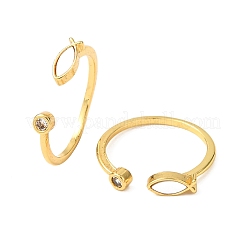 Brass Micro Pave Cubic Zirconia Cuff Rings for Women&nbsp;RJEW-K309-39D-G